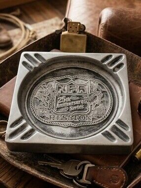 Vintage RARE NFR 25th Anniversary Metal Ashtray Tray Western Rustic Collector